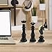 EMVANV 3pcs Small Chess Statue Decor Set, Resin Figurine Chess Piece King + Queen + Knight Set for Office, Home, Study (Black)