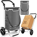 Dimono® Einkaufstrolley Klappbarer 3 in1 Trolley zum Einkaufen; 56 Liter inkl. Kühlfach; Transportwagen Shopping-Trolley Einkaufswagen Einkaufstasche (Grau)