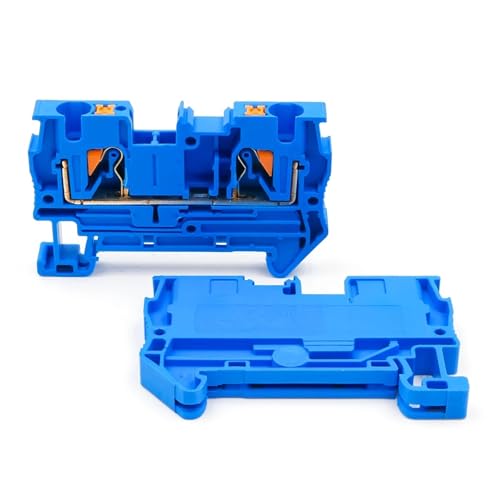 50PCS PT4 24-12AWG 800V Nylon PA66 Push-in Spring Cage DIN Rail Terminal Block 4mm² Compact Space Saving Electrical Connectors(PT-4-50PCS-BLUE)