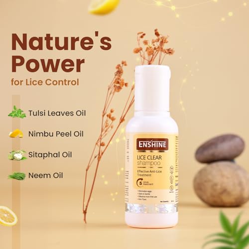 Image of Enshine Lice Clear Shampoo | Natural Lice Treatment with Neem & Tulsi | Removes Head Lice, Nits, & Eggs | Safe, Non-Toxic Formula | Moisturizes Scalp | Paraben & Sulfate-Free - 50ml