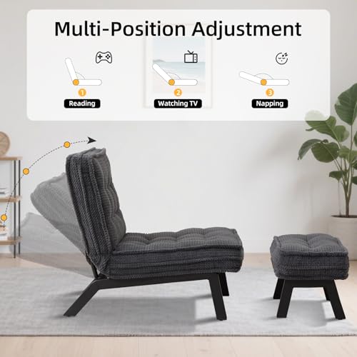 Sillón Plegable Gris Oscuro miniatura 3