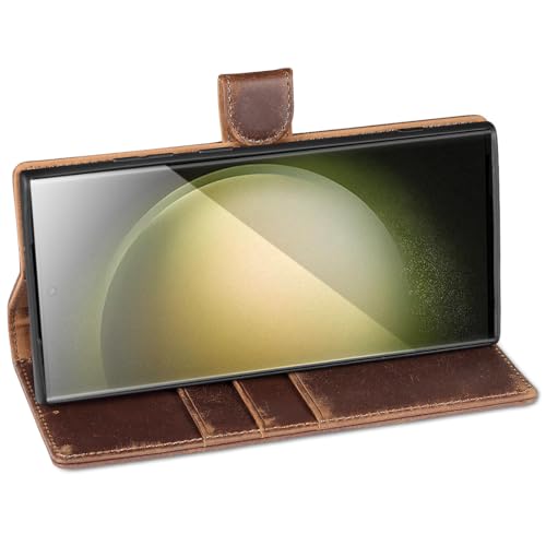 Housse Samsung S23 Ultra en cuir véritable marron rétro chic - 6