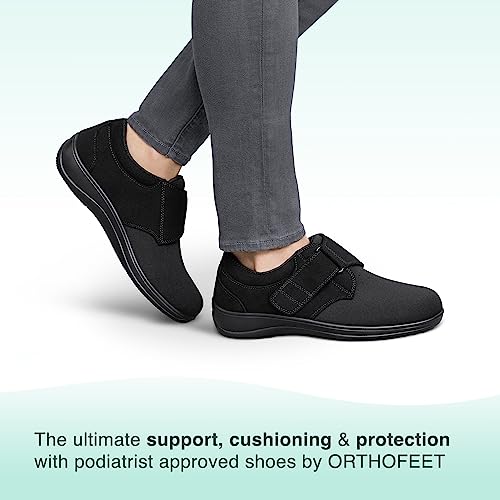 Orthofeet Proven Bunions And Foot Pain Relief. Orthopedic Arthritis Diabetic Women's Stretchable Shoes Wichita Black #TOP1