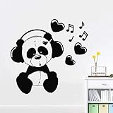 hanzhao panda ascolta musica adesivi murali camera da letto asilo nido interior design sala musica arte moderna murale adesivi murali in vinile canzone d'amore adesivi murali religios