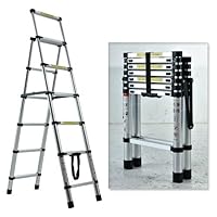 Telescopic Ladder, Folding Step Ladder, Retractable Aluminum Ladder Multi-Position, Adjustable A-Frame Stepladder with Handrails & Safety Lock, 330lbs Capacity(4+5 step, 5.58ft)