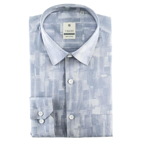 Image of 7-DAYS Men's Premium Printed Shirt - 100% Cotton, Regular Fit, Full Sleeve, with Pocket - Versatile for Formal Occasions and Casual Wear
