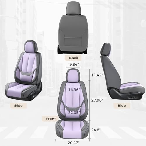 Image of Coverado Seat Covers, Car Seat Covers Front Seats, Leather Seat Covers for Cars, Car Seat Protector Waterproof, Gray Car Seat Cushion, Front Carseat Cover Universal Fit for Most Cars Purple