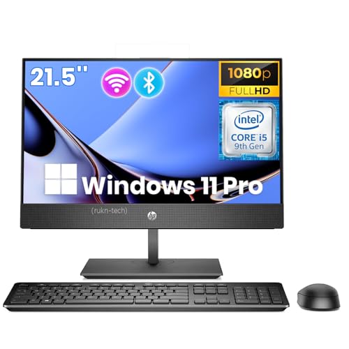 HP ProOne 600 G5 All-in-One Desktop Computer, 21.5-inch FHD Display, Core 9th Gen i5-9500T, 8 GB RAM, 256 GB SSD, Wi-Fi, RGB Keyboard and Mouse, Windows 11 Pro(Renewed)