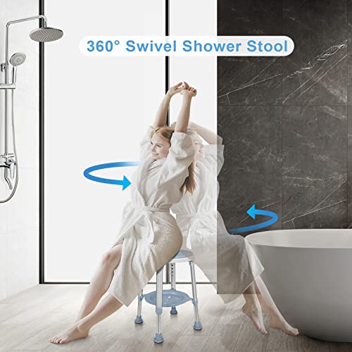 LEACHOI Shower Chair for Inside Shower, Tool-Free Assembly Swivel Shower Stool with Storage Tray, Adjustable Tub Chair and Bathroom Stool for Seniors, Elderly, Handicap & Disabled, FSA/HSA Eligible - Thumbnail 2