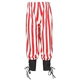 DRHOM Kids Boys Medieval Renaissance Pants Viking Steampunk Ankle Banded Trouser Halloween Theme Party Cosplay Long Pants (Red, 8-10)