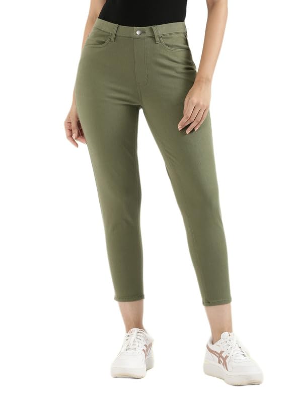 Image of GO COLORS Soft Cotton Blend Printed Jeggings Ankle Length for Women| Breathable, Mid Rise