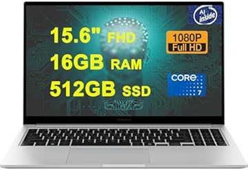 Galaxy Book 4 Business Copilot AI PC Laptop 15.6" FHD Anti-Glare Intel 10-core Core 7 150U (>i7-1335U) 16GB RAM 512GB SSD Backlit Fingerprint USB-C Long-Lasting Battery Win11 Silver