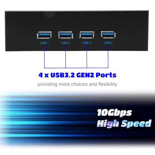 USB 3.2 Front Panel Hub, 4 Ports 10Gbps USB3.2 GEN2, USB3.2 Type E A KEY Input, VIL VL822 Q7 Main Control - Image 2
