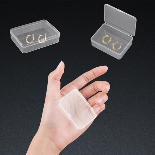 WYAN 18 Stück Transparent Klein Plastikboxen, Aufbewahrungsbehälter aus Kunststoff mit Deckel, Rechteckige leere Mini-Aufbewahrungsbox für kleinteile, perlen, Ringe, Ohrringe, Schrauben(75*51*20mm)