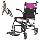 Wheelchairs for Adults Transport Chair Lightweight Foldable with Telescopic Handle, 19.4lbs Portable Folding Travel Wheel Chairs for Seniors