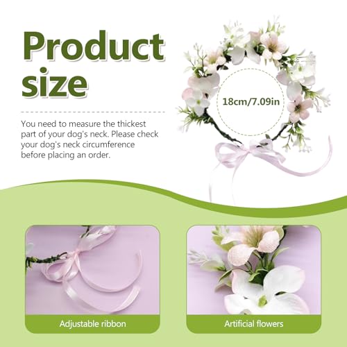 pclapora Hunde Hochzeits Blumenhalsband, Hochzeitshalsband für Hunde, Hochzeitskleidung Blumenkranz Schleife Haustier Blumenring, Corsage Hund Blumen-Krone, für Hund Hochzeit Verlobung Party Outfit