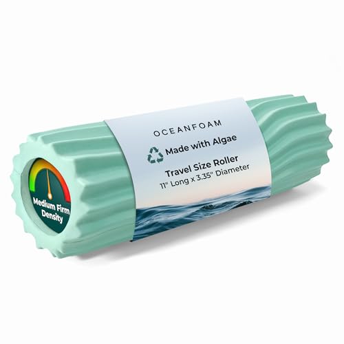 Oceanfoam Ripple Travel Foam Roller (11" x 3.35") Firm Mini Foam...