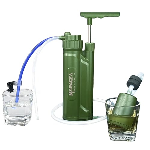Portable Water Filter, Survival Pump Water Purification, with RO Membrane (0.0001 Micron)—Removing 99.999% of The Tested microorganisms—for Hiking, Camping, Emergency, and Outdoor Activities.