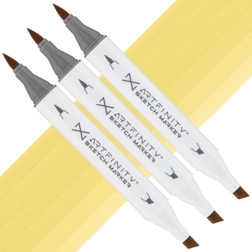 Artfinity Sketch Markers - Set of 3 - French Vanilla Y6-3, Vibrant, Professional, Dye-Based Alcohol Markers for Artists, Drawing, Travel, & More