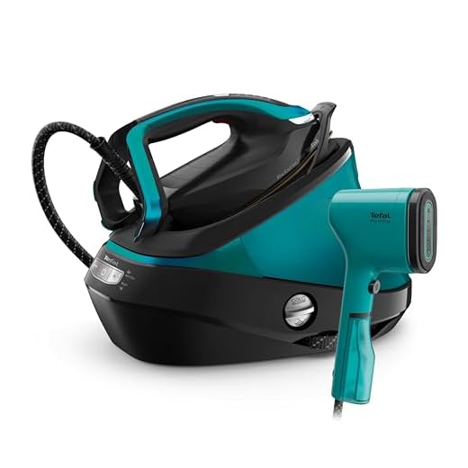 Tefal GV9822.DT2024 Pro Express Vision Dampfbügelstation + gratis Pure Pop Dampfbürste | Smart LED Vision | 0-180 g/Min. Dampfmenge | 750 g/Min. Dampfstoß | abnehmbarer Kalk-Kollektor | Schwarz/Blau