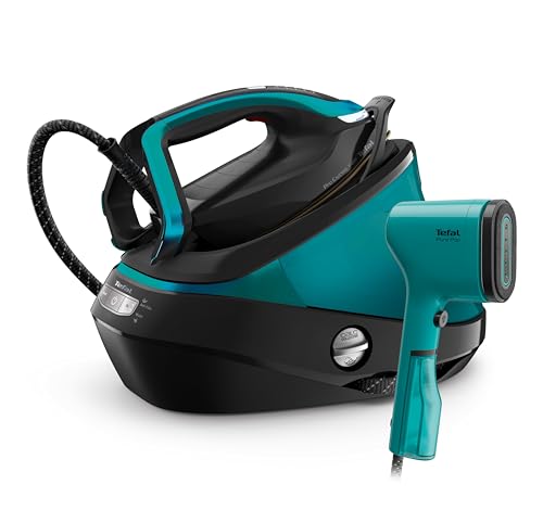 Tefal GV9822.DT2024 Pro Express Vision Dampfbügelstation + gratis Pure Pop Dampfbürste | Smart LED Vision | 0-180 g/Min. Dampfmenge | 750 g/Min. Dampfstoß | abnehmbarer Kalk-Kollektor | Schwarz/Blau