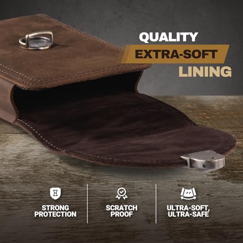Étui vertical en cuir véritable iPhone 15 14 marron rétro pour ceinture