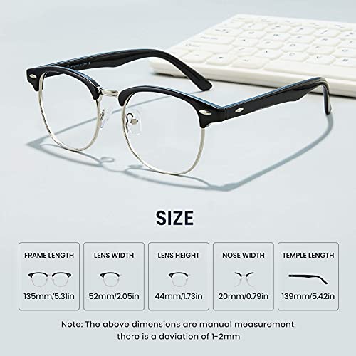 Cyxus Blue Light Glasses Retro Semi Rimless For Men And Women Uv Blocking Computer Glasses Gaming Glasses Anti Harmful Blue Light Between 380 Nm And 450 Nm Black 8056T01 #TOP4