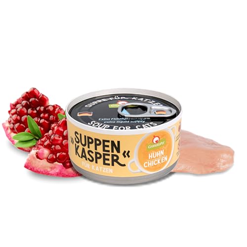 GranataPet Suppenkasper Huhn, Snack für Katzen, Suppe gegen den kleinen Hunger, Leckerchen für extra Flüssigkeitszufuhr, Katzenfutter ohne Getreide & ohne Zuckerzusätze, 12 x 70 g