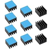 (10PCS Pack) Small Heat Sinks Kit 9x9x5mm / 0.35x0.35x0.2 inch Aluminum Heatsink with Thermal Conductive Double Sided Tape for Cooling GPU IC Chips VRAM VGA RAM