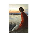 WOPIYNAG Lienzo decorativo para pared, diseño de silueta de mujer mirando el sol, 20 x 30 cm