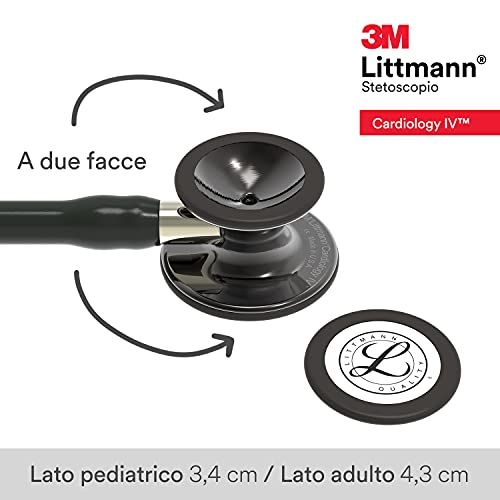 Image of 3M Littmann Cardiology IV Diagnostic Stethoscope, 6204, More Than 2X as Loud, Weighs Less, Stainless Steel High Polish Smoke-Finish Chestpiece, 27 inch Black Tube, Champagne Stem,Black Headset(Pack of 3)