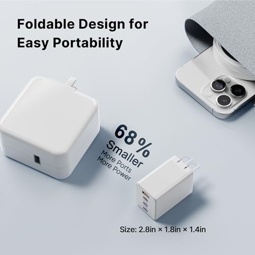 Image of 200W USB C Charger Block, Adapter for iPhone 17 /16 /15 Pro Max Charger Fast Charging, Foldable 4-Port GaN5 Fast Charging Block, Dual 65W Laptop Super Fast Charger Type C for MacBook Pro /Air iPad