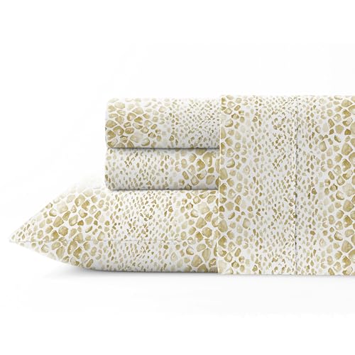 Pointehaven Modern Snake Printed Cotton Percale 4 pc Sheet Set, King