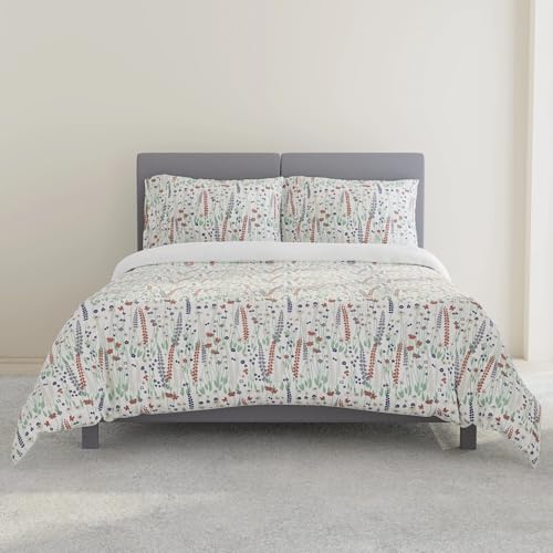 Image of QuickZip Sateen Pillowcase Standard /Queen Size (20 inch X 32 inch), Set of 2, 100% Cotton Pillow Covers with Envelope Closure, Wildflower