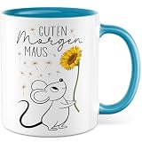 Tasse Maus Geschenk Guten Morgen Maus, Kaffeetasse Freundin Partner Liebe Beziehung, Geschenkidee Valentinstag Paar Büro Kaffee-Becher