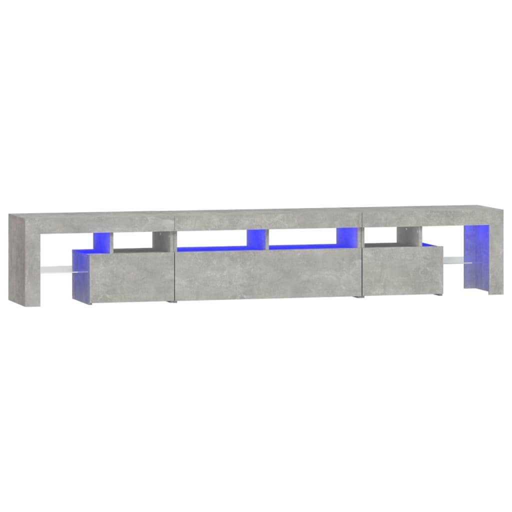 Mueble de TV con Luces LED Gris hormigón 230x36,5x40 cm