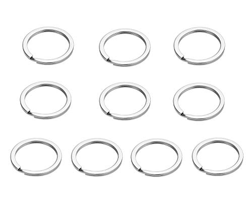 ZHU YU CHUN 10Pcs Stainless Steel Round Flat Key Rings Key Hook Split Ring Key Chain for Car Keys,Office Keys,Locker Keys(Silver)