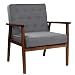 Mid-Century Retro Modern Accent Chair Wooden Arm Upholstered Tufted Back Lounge Chairs Seat Size 24.4" 18.3" (Deep) (Grey Fabric)