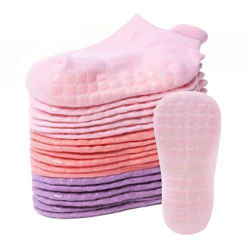 Bearbay Baby Non Slip Ankle Socks with Grippers (9 Pair) for 0 months-7 years old Walking Socks for Infant Toddler Kids Boys Girls