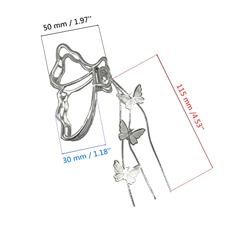 Tang Song 4 Pcs Metal Hair Claw Clips With Sassels Butterfly Hair Catch Barrette Jaw Clamp For Women Half Bun Hairpins For Thin Hair(Silver+Gold+Rose Gold+Black) #TOP1