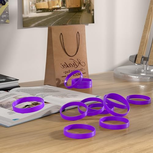 Image of Morcheiong 12 Pieces Silicone Bracelets- Purple Color Blank Rubber Wristbands for Adults Teen Party Favors