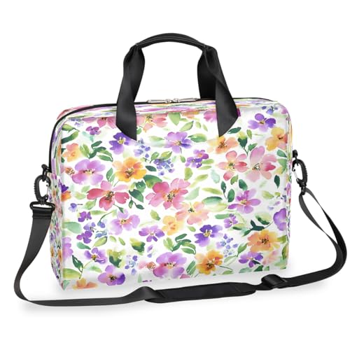 Maletín para portátil de 13 a 16 pulgadas morado y amarillo diseño floral