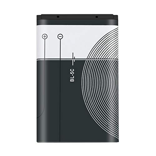 1pcs 1020mAh Capacidad BL-5C Carga de batería del teléfono para Nokia BL-5C 3.7V 3.8Wh Batería de Repuesto móvil Batería para teléfono Inteligente (Blanco y Negro) (Togames)