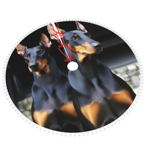 Jupe de sapin Doberman 122 cm à pompons double couche