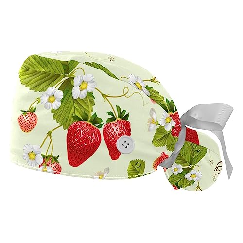 Berret Bouffant Femme Homme Bonnet de Travail Coton Réglable à Motif