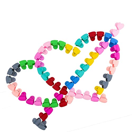 Image of NEOBABY Mini Colorful Heart Design Tiny Hair Clip for Multiple Hair Styling | Hair Claws Accessories for Kids Baby Girls and Women's Candy Colors (Pack of 36)