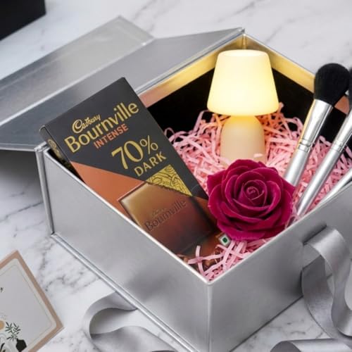Image of Awestuffs Premium Silver Gift Boxes for Gift Packaging, Reusable Decorative Gift Boxes (23 x 16 x 10 cm) for Hampers, Weddings, Birthdays, Festivals & Corporate Gifts (Pack of 1)