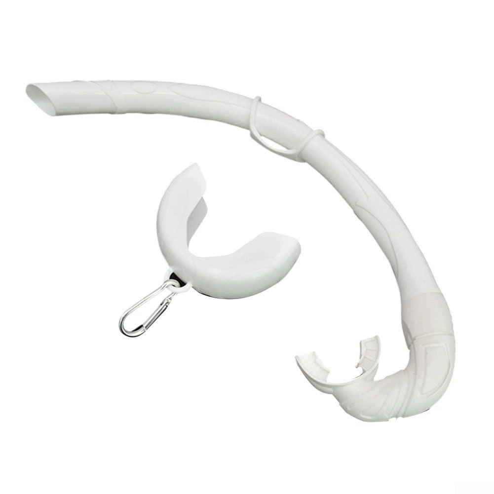 Honseadek Foldable Snorkel Tube, Roll Up Diving Snorkel with Soft Silicone Breathing Tube, Compact Travel Set Featuring Ergonomic Mouthpiece and Flexible Swim(White)