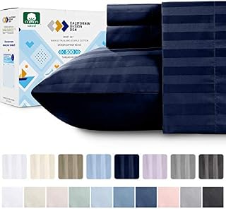 California Design Den Damask Navy Blue Queen Sheets - 500 Thread Count 4