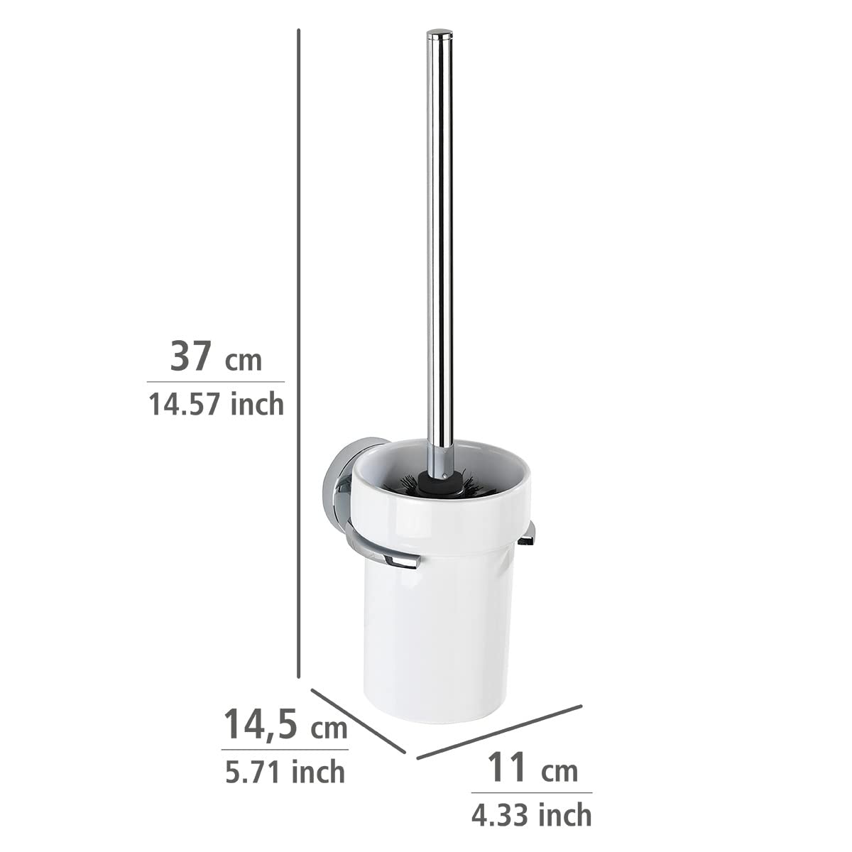 WENKO Vacuum-Loc® zestaw do WC Capri - uchwyt na szczotkę do WC, mocowanie bez wiercenia, cynkowy odlew ciśnieniowy, 11 x 37 x 14,5 cm, chrom